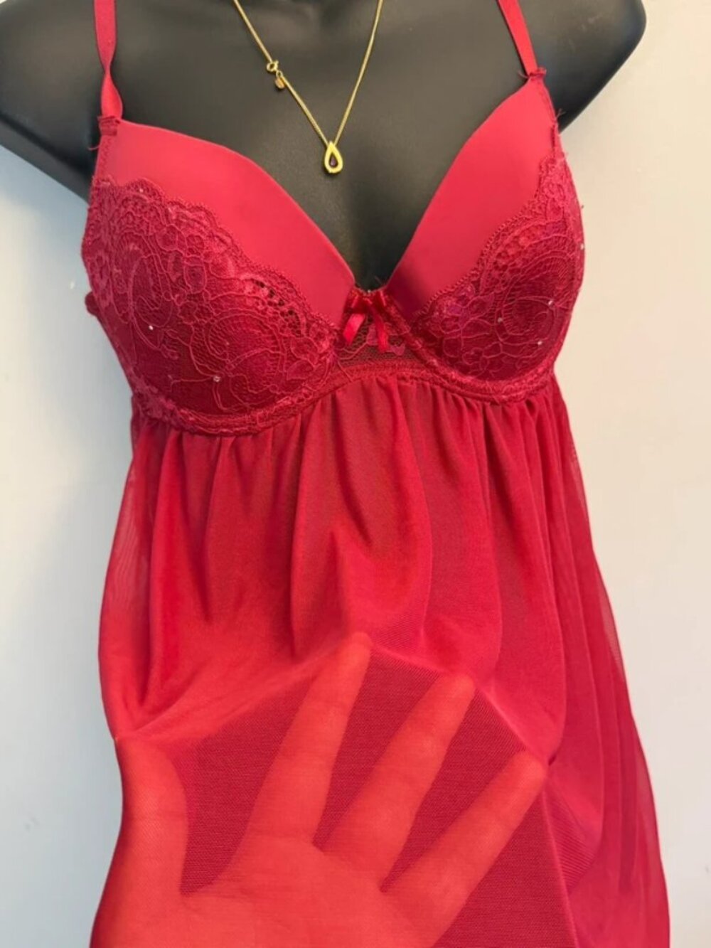 Sheer Lace Babydoll Lingerie - Picture 5 of 5